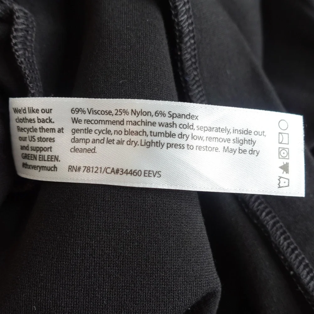 Eileen Fisher Black‎ Viscose Knit Pull On Pants Womens L Minimalist Straight Leg